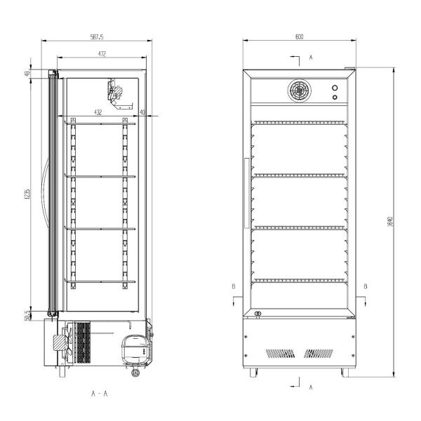 Getränkekühlschrank 290 Liter mit Leuchtaufsatz "schwarz"