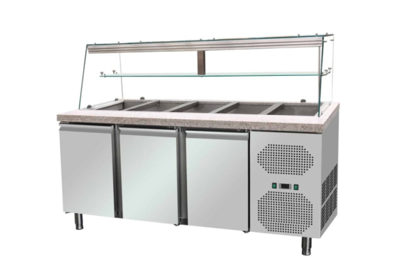 Salattheke mit Glasaufsatz 612 Liter - (BxTxH 1880 x 800 x 1400 mm)