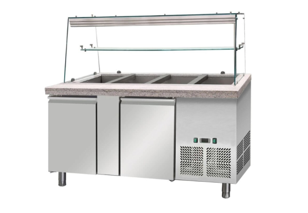 Salattheke mit Glasaufsatz 502 Liter - (BxTxH 1530 x 800 x 1400 mm)